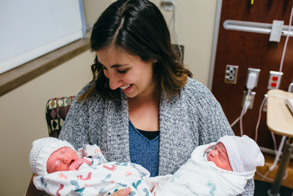 aunt holding twins