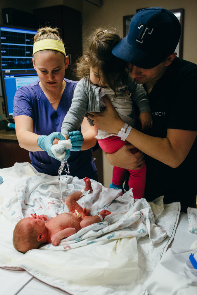 washing baby for the first time