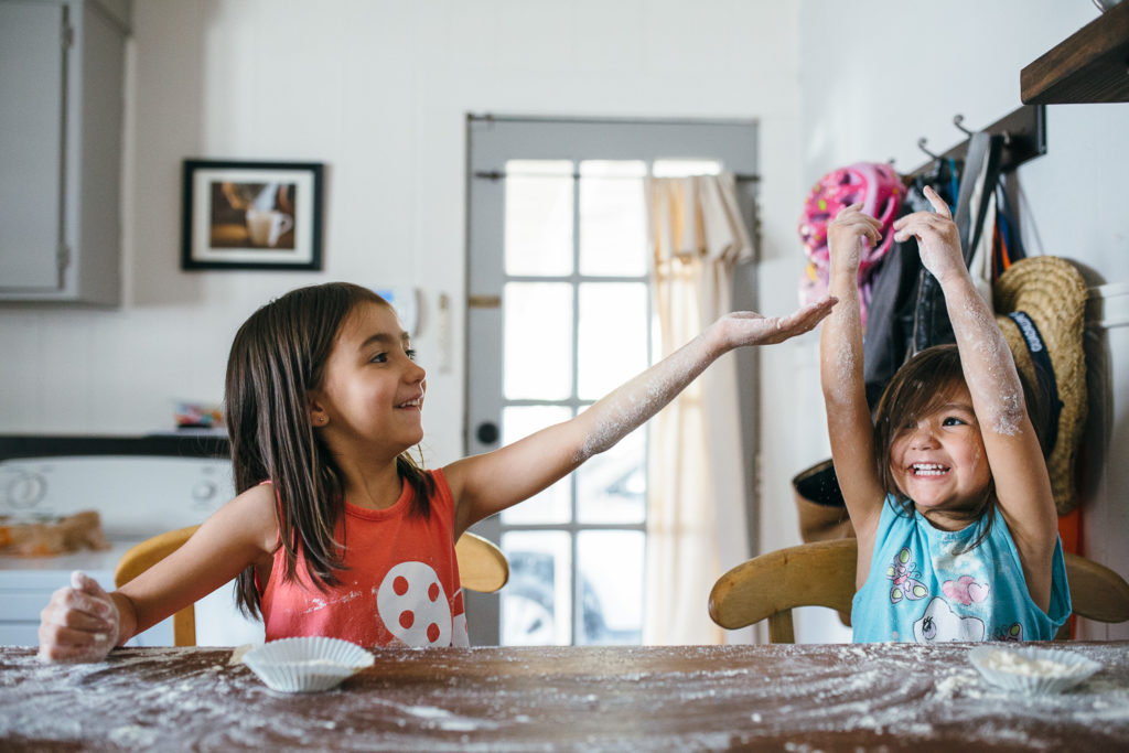 playing in the kitchen