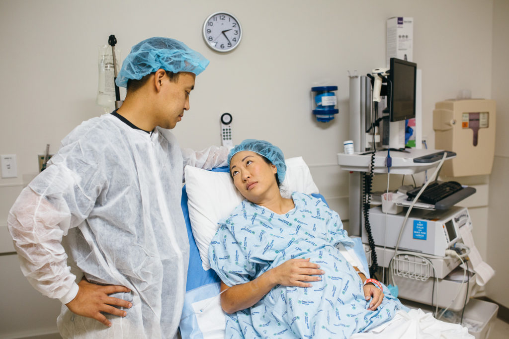 pregnant mother waiting for c-section