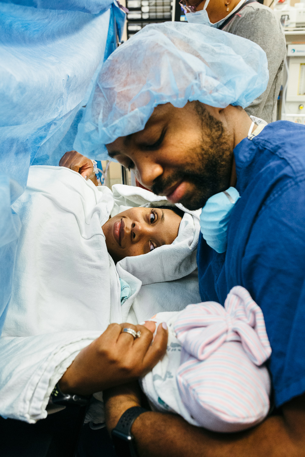 father and daughter in operating room